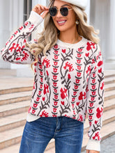 Load image into Gallery viewer, Flower Design Long Sleeve Sweater
