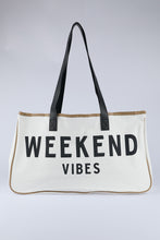 Load image into Gallery viewer, White WEEKEND VIBES Canvas Tote
