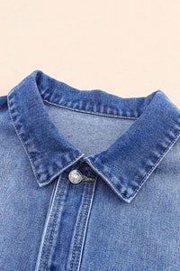 Loose Denim Jacket | Blue Chest Pockets Drop Shoulder Jacket