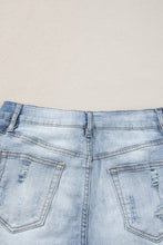 Load image into Gallery viewer, Light Blue Vintage Washed Raw Edge Jean Shorts | Bottoms/Denim Shorts
