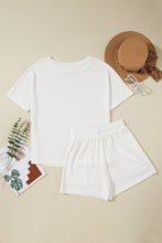 Load image into Gallery viewer, Drawstring Shorts Set | White Casual Textured Tee and Shorts
