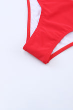 Load image into Gallery viewer, Fiery Red Scalloped Criss Cross High Waist Bikini
