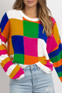 Color Block Round Neck Sweater