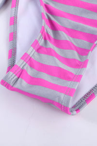 Light Gray Tankini with Stripes Patchwork | Swimwear/Tankinis