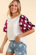 Load image into Gallery viewer, Bubble Sleeve | Star Sequin Short Sleeve Top
