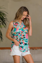 Load image into Gallery viewer, Floral Tank Top | Wrinkle-Free Floral Notched Tank
