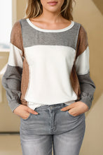 Load image into Gallery viewer, Medium Grey Exposed Seam Color Block Patchwork Top
