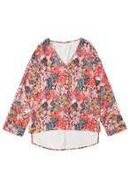 Load image into Gallery viewer, Multicolor Boho Floral Long Sleeve V-Neck Blouse | Tops/Blouses &amp; Shirts
