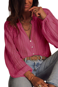 V-Neck Lace Top |  Long Sleeve Button Up Shirt