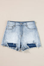 Load image into Gallery viewer, Light Blue Vintage Washed Raw Edge Jean Shorts | Bottoms/Denim Shorts
