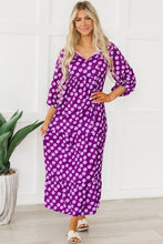 Load image into Gallery viewer, Maxi Dress | Purple Bohemian Puff Sleeve Dress
