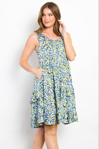 Ruffled Dress | Full Size Print Wrinkle Free Dress