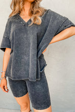 Load image into Gallery viewer, Oversized Shorts Set | Black Mineral Washed T Shirt and Shorts
