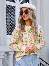 Load image into Gallery viewer, Flower Design Long Sleeve Sweater
