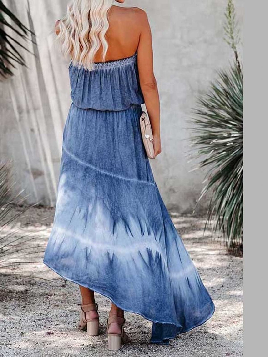 Tube Denim Dress | Smocked High-Low Dress