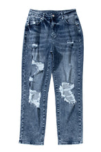 Load image into Gallery viewer, High Waist Slim Fit Jeans | Blue Light Wash Frayed Jeans
