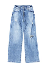 Load image into Gallery viewer, Light Blue High Rise Distressed Straight Leg Jeans | Bottoms/Jeans
