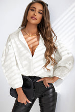 Load image into Gallery viewer, Puff Sleeve Top | White Eyelet Buttoned Shirt
