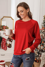 Load image into Gallery viewer, Fiery Red Solid Round Neck Raglan Sleeve Sweatshirt | Tops/Sweatshirts &amp; Hoodies
