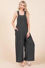 Load image into Gallery viewer, Casual Black Overalls | Pocketed Wide Leg Overalls
