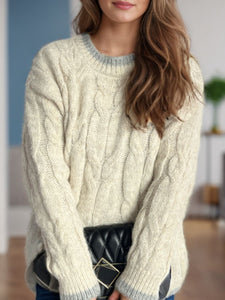 Cable Knit Round Neck Sweater