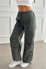 Load image into Gallery viewer, Devine Drawstring Wide Leg Pants with Cargo Pockets
