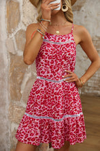 Load image into Gallery viewer, Rose Leopard Print Lace Trim Flared Sundress | Dresses/Mini Dresses
