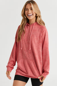 Mineral Wash Kangaroo Pocket Drawstring Pullover Hoodie | Tops/Sweatshirts & Hoodies