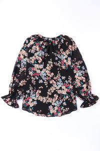 Black Wildflower Print Chiffon Blouse | Tops/Blouses & Shirts