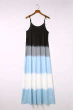 Load image into Gallery viewer, Maxi Dress | Sky Blue Spaghetti Strap Tie Dye Slit Dress
