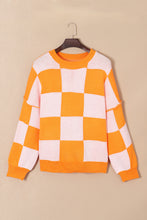 Load image into Gallery viewer, Orange Checkered Bishop Sleeve Sweater | Tops/Sweaters &amp; Cardigans
