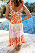 Load image into Gallery viewer, Maxi Dress | Orange Leopard Color-Block Dress
