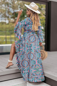 Paisley Printed Ruffle Trim Elegant Maxi Dress | Dresses/Maxi Dresses