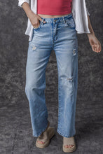 Load image into Gallery viewer, Light Blue High Rise Distressed Straight Leg Jeans | Bottoms/Jeans
