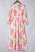 Load image into Gallery viewer, Maxi Dress | Tropical Plant Print Long Sleeve Wrap Dress
