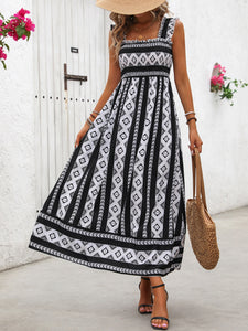 Cami Dress | Printed Square Neck Wide Strap Midi Dress