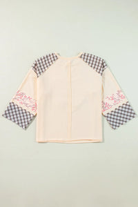 Plaid Heart Long Sleeve Blouse