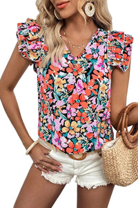 Multicolour Tiered Ruffled Sleeve Floral Blouse | Tops/Blouses & Shirts