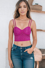 Load image into Gallery viewer, Rose Rhinestone Double Spaghetti Strap Crop Top | Tops/Crop Tops
