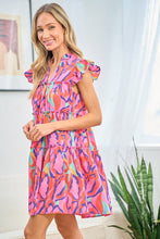 Load image into Gallery viewer, Tiered Dress | Full Size Printed Ruffle Cap Sleeve Mini Dress
