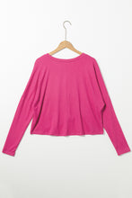Load image into Gallery viewer, V Neck Blouse | Rose Red Loose V Neck Dropped Long Sleeve
