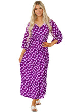 Load image into Gallery viewer, Maxi Dress | Purple Bohemian Puff Sleeve Dress
