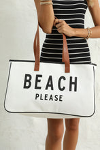 Load image into Gallery viewer, White BEACH PLEASE Print Large Canvas Tote Bag | Shoes &amp; Bags/Handbags
