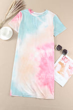 Load image into Gallery viewer, Multicolor Tie Dye Oversized Slit Tee Dress | Dresses/T Shirt Dresses
