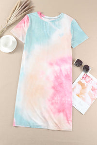 Multicolor Tie Dye Oversized Slit Tee Dress | Dresses/T Shirt Dresses