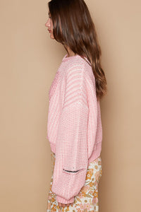 Heart Patch Zipper Point Sleeve Sweater