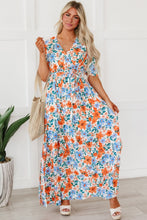 Load image into Gallery viewer, Maxi Dress | Tied Slit Printed Half Sleeve Dress
