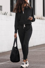 Load image into Gallery viewer, Lounge Set | Black Drawstring Hoodie and High Waist Pants
