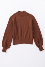 Load image into Gallery viewer, Brown Solid Color Lantern Sleeve Knitted Sweater | Tops/Sweaters &amp; Cardigans
