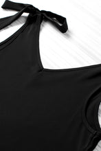 Load image into Gallery viewer, Black Tie On Shoulder V Neck Tank Top | Tops/Tank Tops
